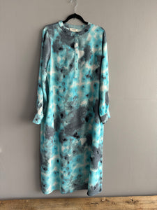Ulla Dress in Blue-Green Tie-Dye Print