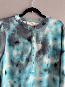 Ulla Dress in Blue-Green Tie-Dye Print